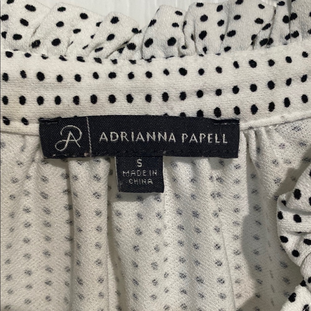 Adrianna Papell Ruffled Flutter Sleeve Blouse in White and Black - Picture 3 of 11